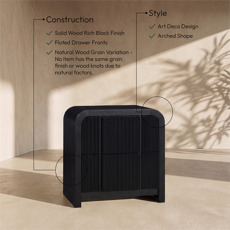 Meridian Furniture Fluted Black Night Stand