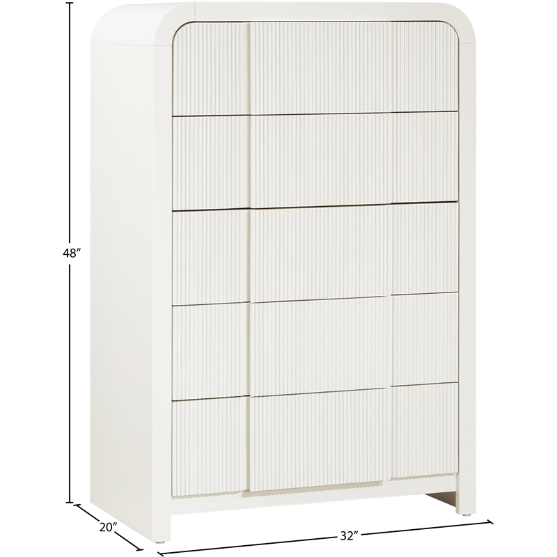 Meridian Furniture Fluted Cream Oak Veneer Chest