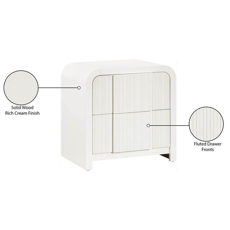 Meridian Furniture Fluted Cream Night Stand