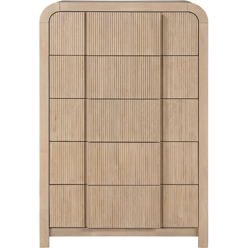 Meridian Furniture Fluted Natural Oak Veneer Chest