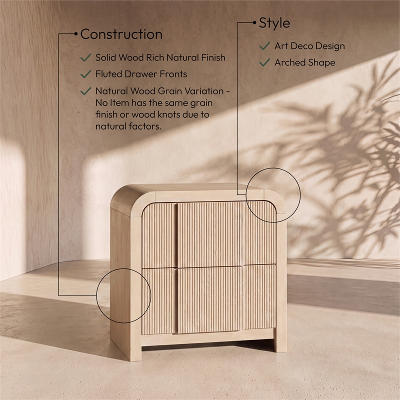 Meridian Furniture Fluted Natural Night Stand