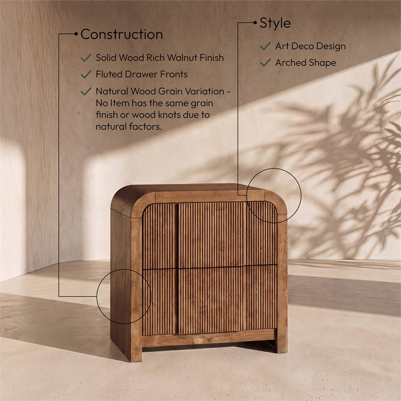 Meridian Furniture Fluted Walnut Night Stand