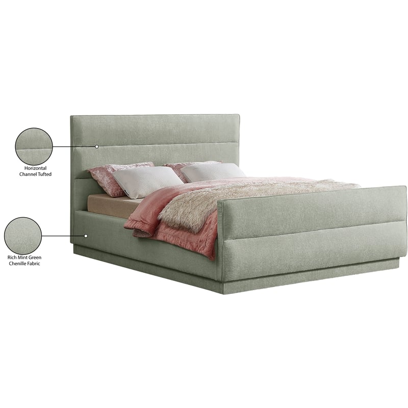 Meridian Furniture Paxton Mint Chenille Fabric King Bed