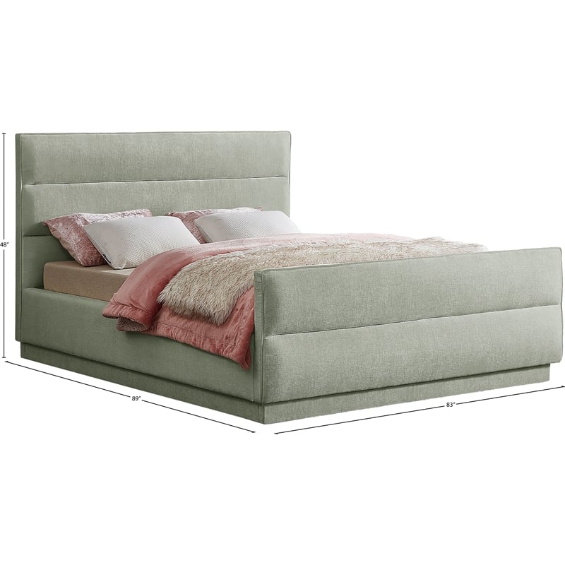 Meridian Furniture Paxton Mint Chenille Fabric King Bed
