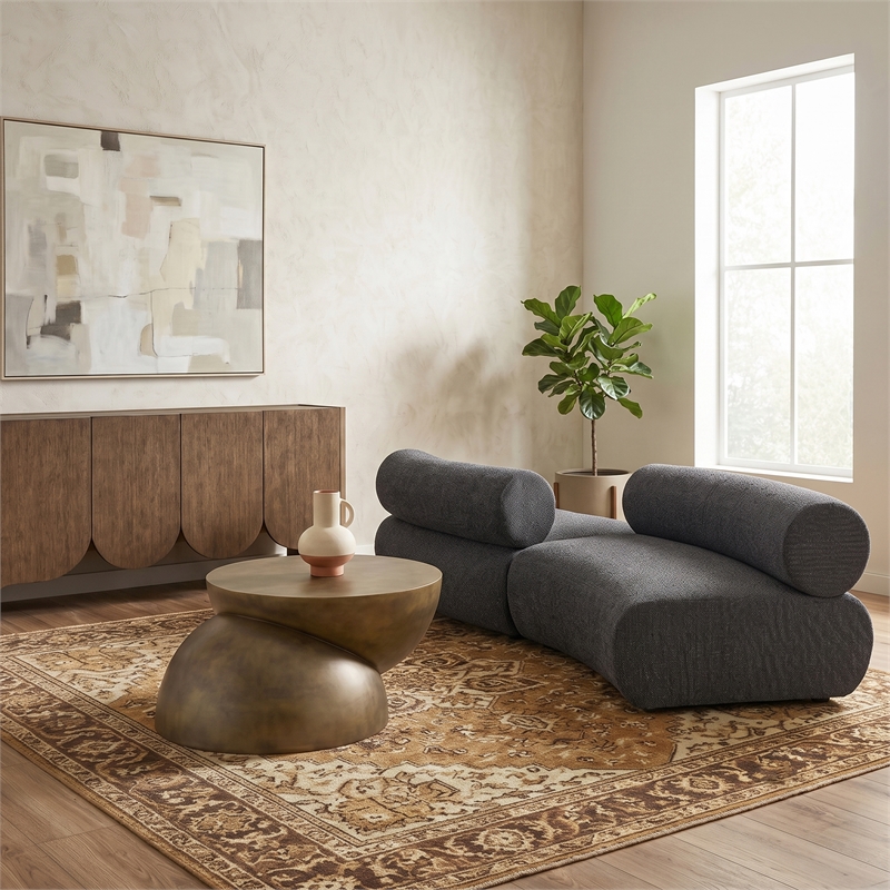 meridian furniture bale 108&quot grey chenille fabric 2 pc. modular sectional