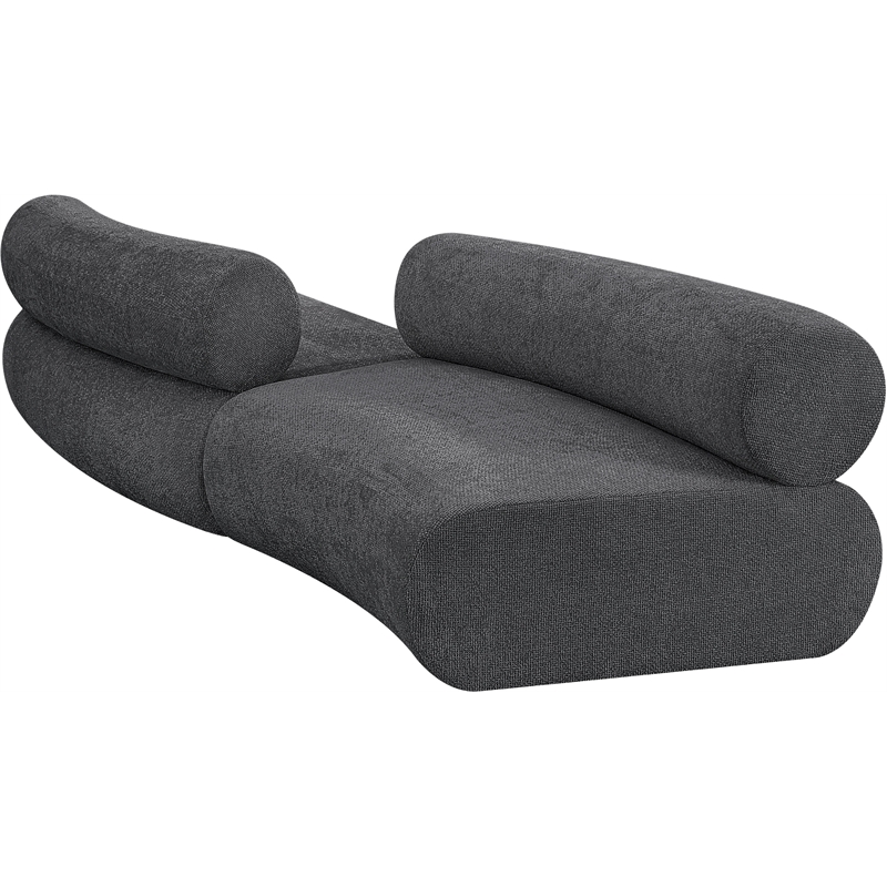 meridian furniture bale 108&quot grey chenille fabric 2 pc. modular sectional