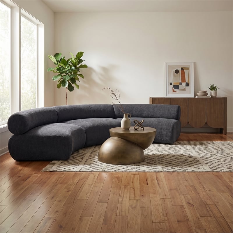meridian furniture bale 152&quot grey chenille fabric 3 pc. modular sectional