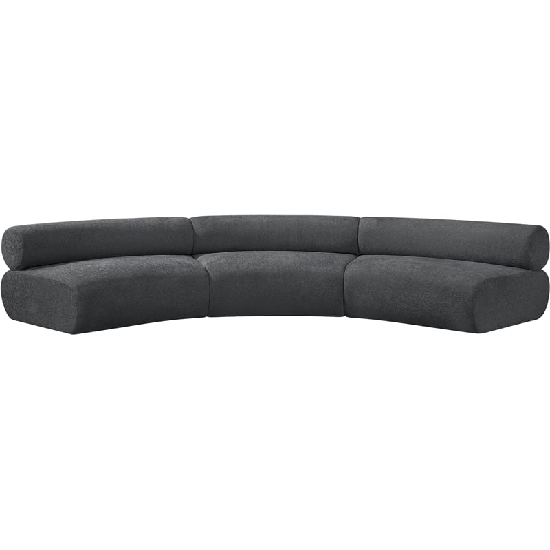 meridian furniture bale 152&quot grey chenille fabric 3 pc. modular sectional