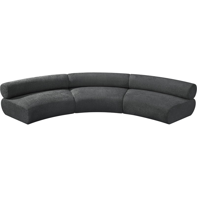 meridian furniture bale 152&quot grey chenille fabric 3 pc. modular sectional