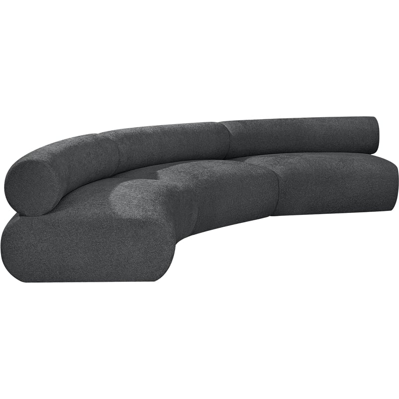 meridian furniture bale 152&quot grey chenille fabric 3 pc. modular sectional