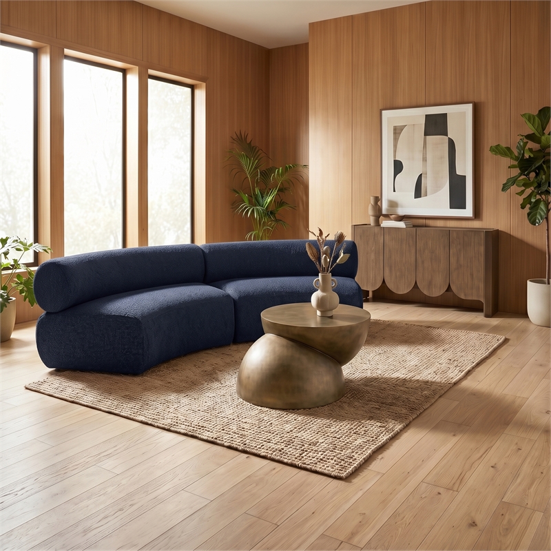 meridian furniture bale 108&quot navy chenille fabric 2 pc. modular sectional