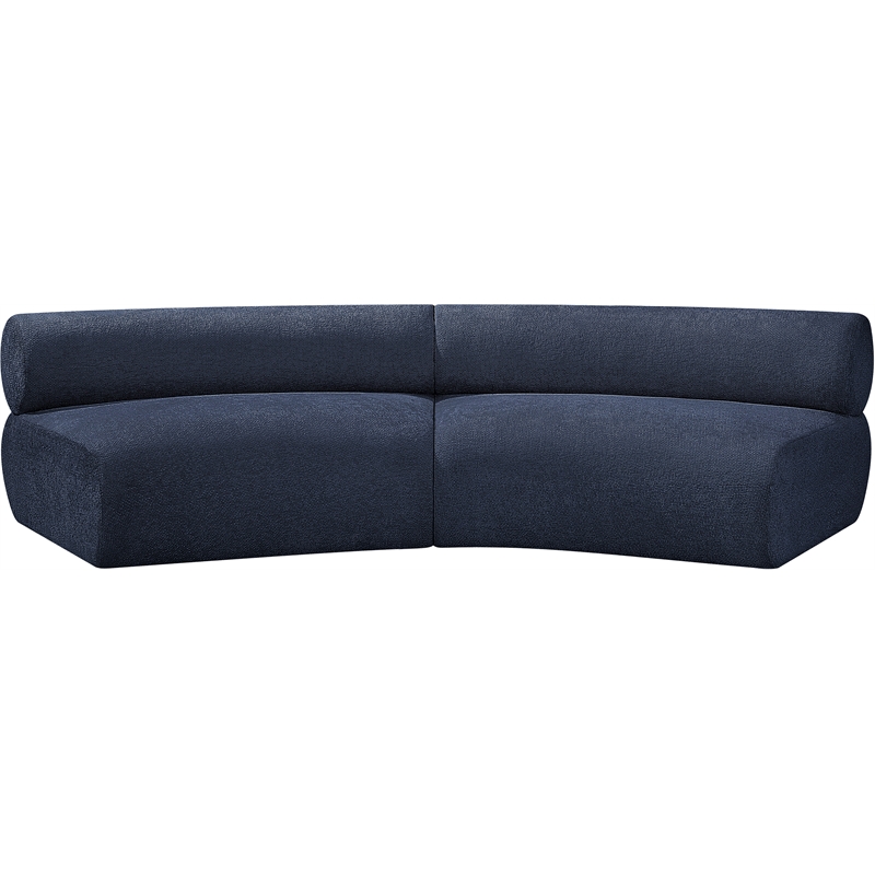 meridian furniture bale 108&quot navy chenille fabric 2 pc. modular sectional