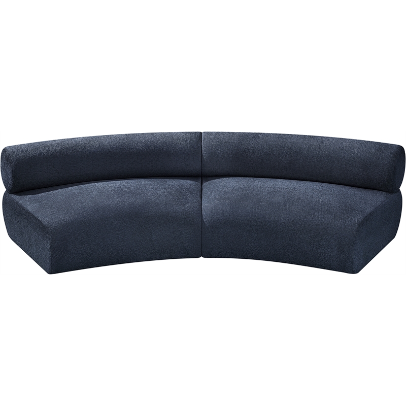 meridian furniture bale 108&quot navy chenille fabric 2 pc. modular sectional