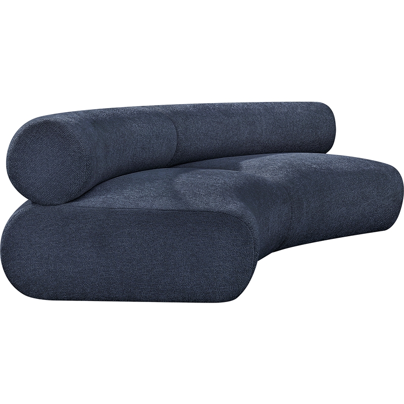 meridian furniture bale 108&quot navy chenille fabric 2 pc. modular sectional