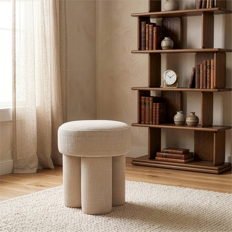 Meridian Furniture Larson Beige Fabric Ottoman/Stool