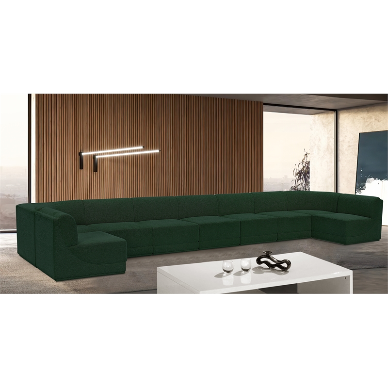 Meridian Furniture Ollie Green Boucle Fabric Modular Sectional