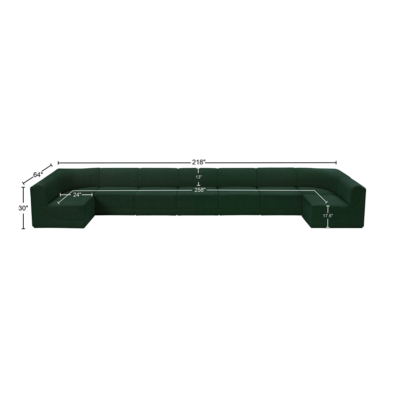 Meridian Furniture Ollie Green Boucle Fabric Modular Sectional