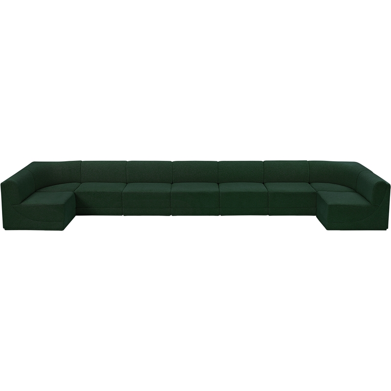 Meridian Furniture Ollie Green Boucle Fabric Modular Sectional
