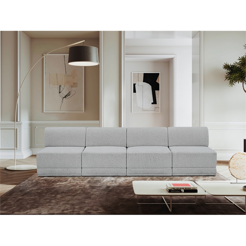 Meridian Furniture Ollie Grey Boucle Fabric Modular Sofa