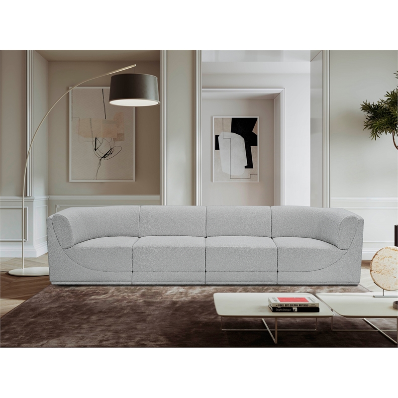 Meridian Furniture Ollie Grey Boucle Fabric Modular Sofa