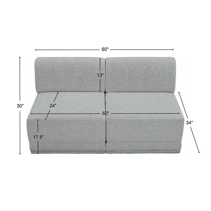 Meridian Furniture Ollie Grey Boucle Fabric Modular Sofa