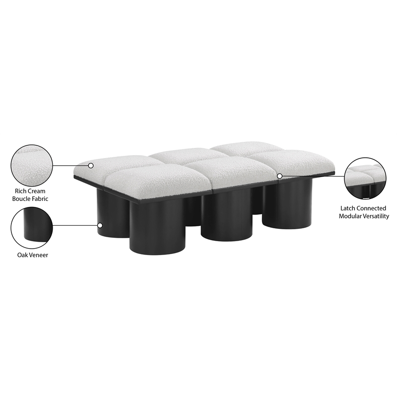 Meridian Furniture Pavilion Cream Boucle Fabric Bench