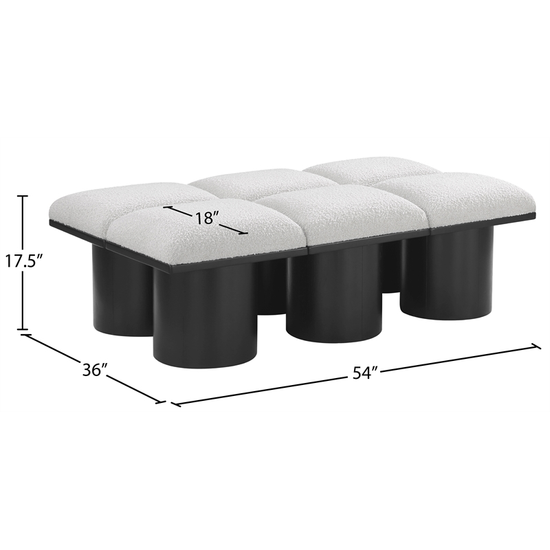 Meridian Furniture Pavilion Cream Boucle Fabric Bench