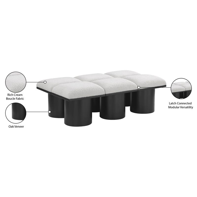 Meridian Furniture Pavilion Cream Boucle Fabric Bench