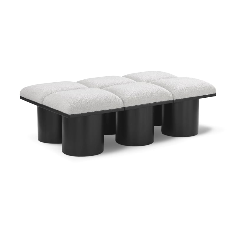 Meridian Furniture Pavilion Cream Boucle Fabric Bench