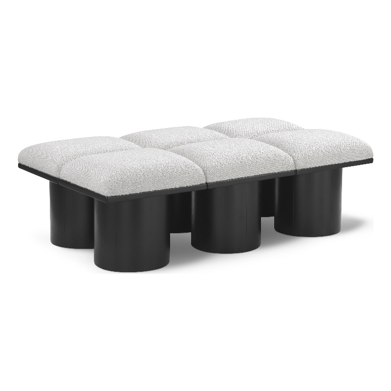 Meridian Furniture Pavilion Cream Boucle Fabric Bench