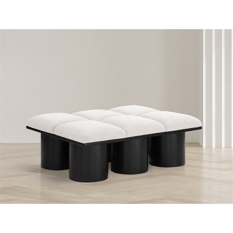Meridian Furniture Pavilion Cream Boucle Fabric Bench