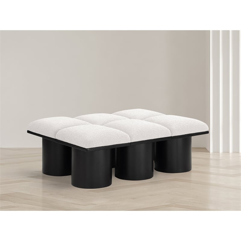 Meridian Furniture Pavilion Cream Boucle Fabric Bench