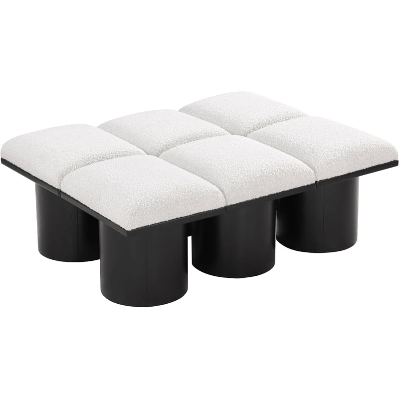 Meridian Furniture Pavilion Cream Boucle Fabric Bench