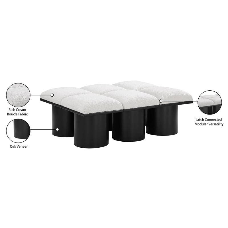Meridian Furniture Pavilion Cream Boucle Fabric Bench
