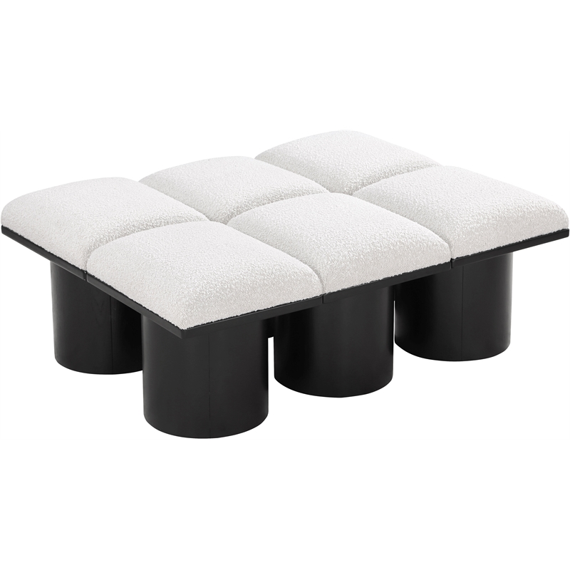 Meridian Furniture Pavilion Cream Boucle Fabric Bench