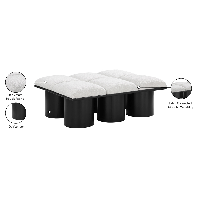 Meridian Furniture Pavilion Cream Boucle Fabric Bench