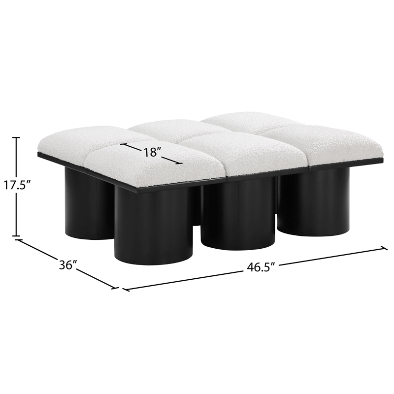 Meridian Furniture Pavilion Cream Boucle Fabric Bench