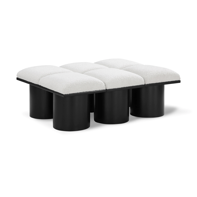 Meridian Furniture Pavilion Cream Boucle Fabric Bench