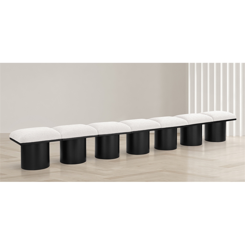Meridian Furniture Pavilion Cream Boucle Fabric Bench