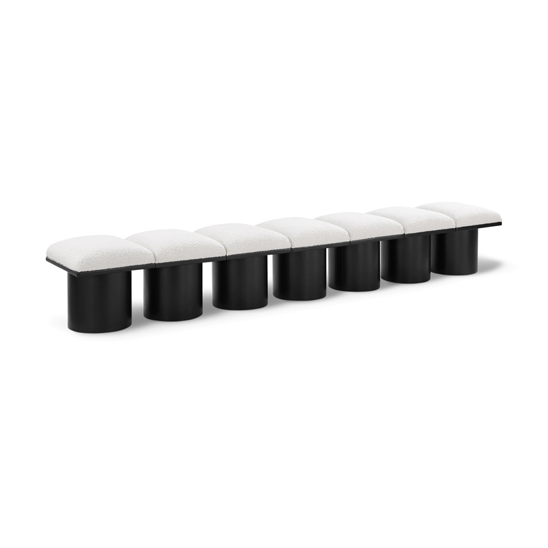 Meridian Furniture Pavilion Cream Boucle Fabric Bench