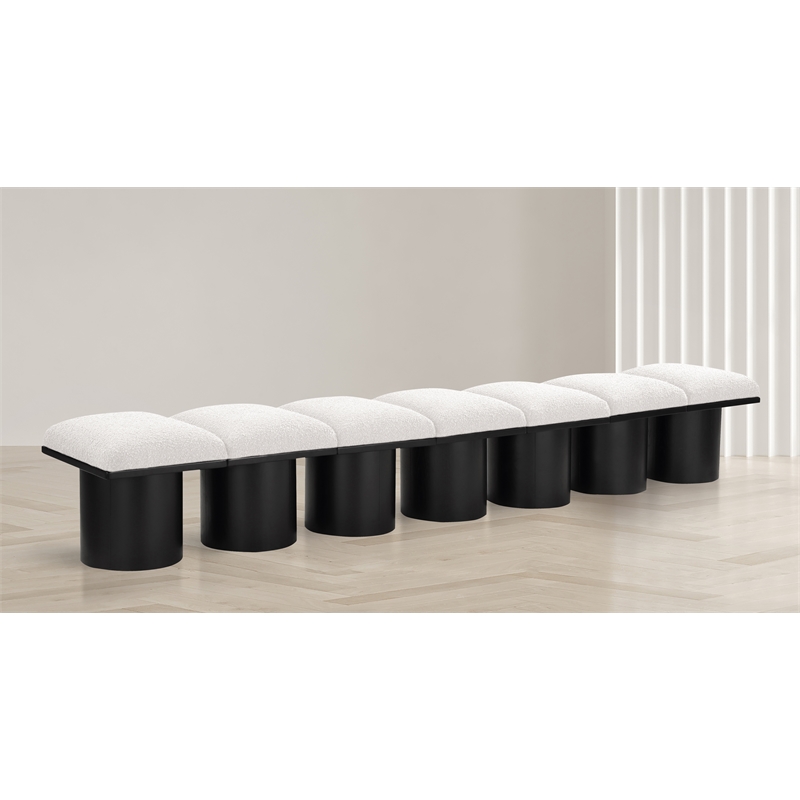 Meridian Furniture Pavilion Cream Boucle Fabric Bench