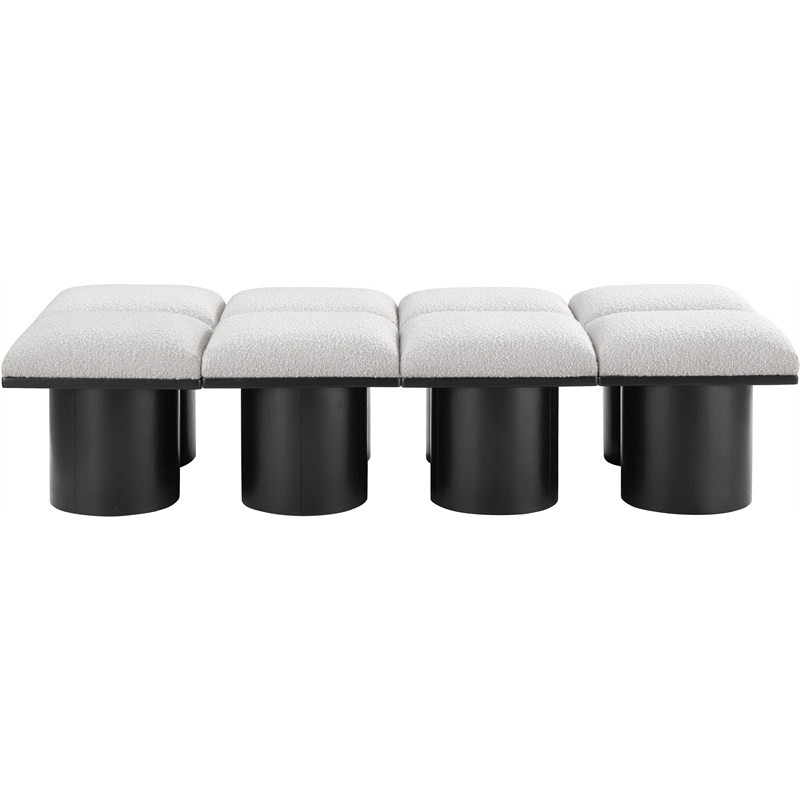 Meridian Furniture Pavilion Cream Boucle Fabric Bench