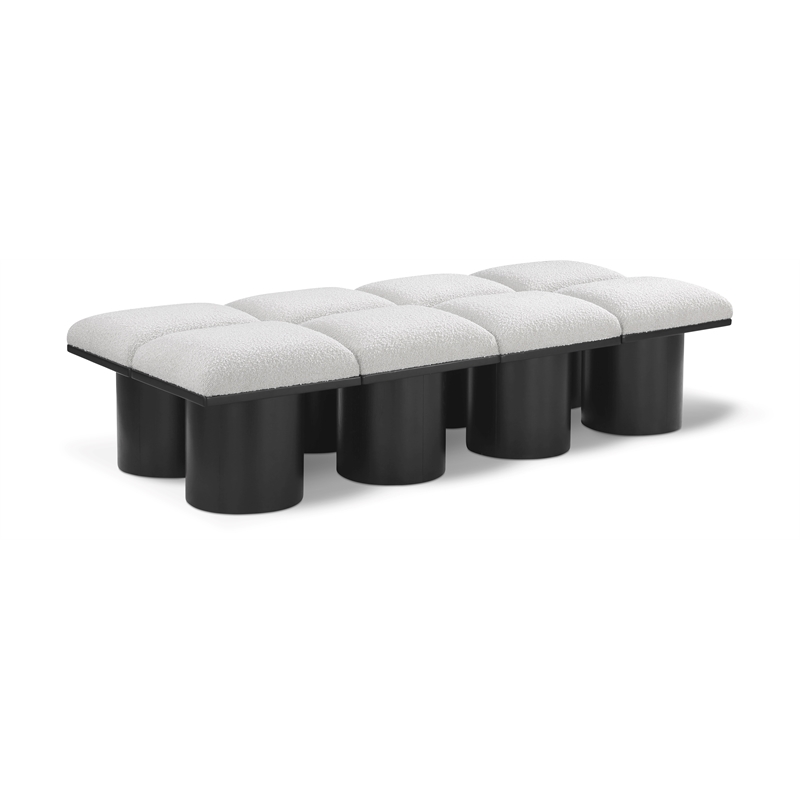 Meridian Furniture Pavilion Cream Boucle Fabric Bench