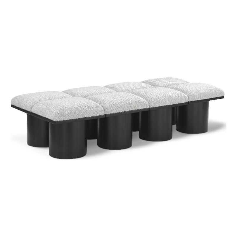 Meridian Furniture Pavilion Cream Boucle Fabric Bench