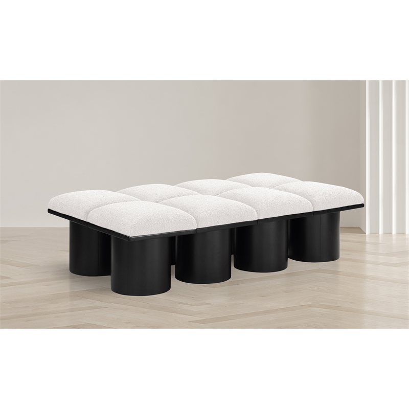 Meridian Furniture Pavilion Cream Boucle Fabric Bench