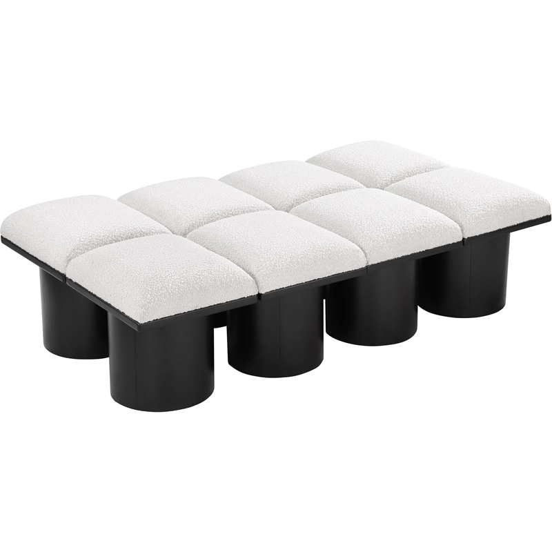 Meridian Furniture Pavilion Cream Boucle Fabric Bench
