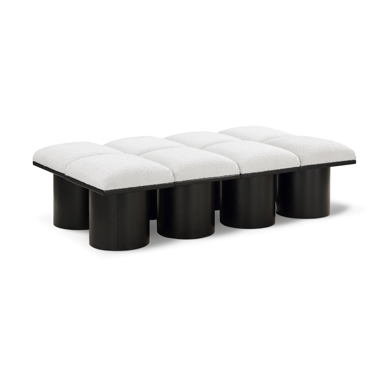 Meridian Furniture Pavilion Cream Boucle Fabric Bench