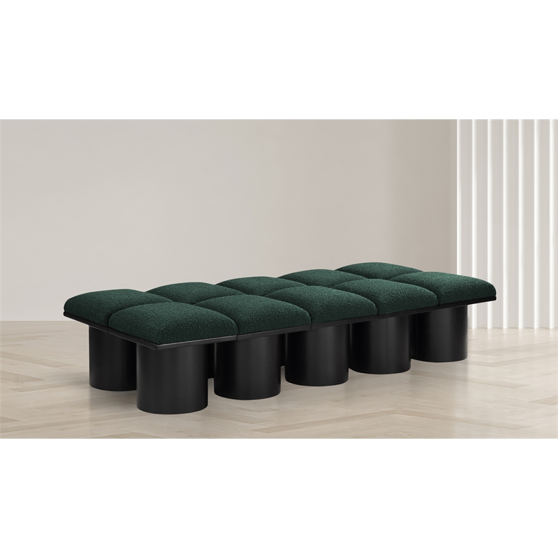 Meridian Furniture Pavilion Green Boucle Fabric Bench