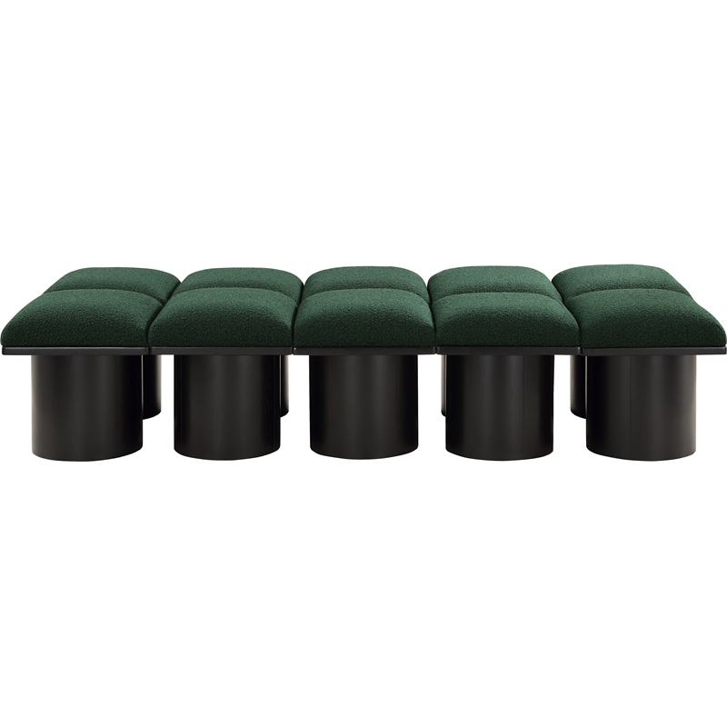 Meridian Furniture Pavilion Green Boucle Fabric Bench