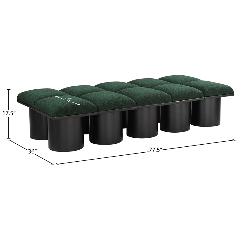 Meridian Furniture Pavilion Green Boucle Fabric Bench